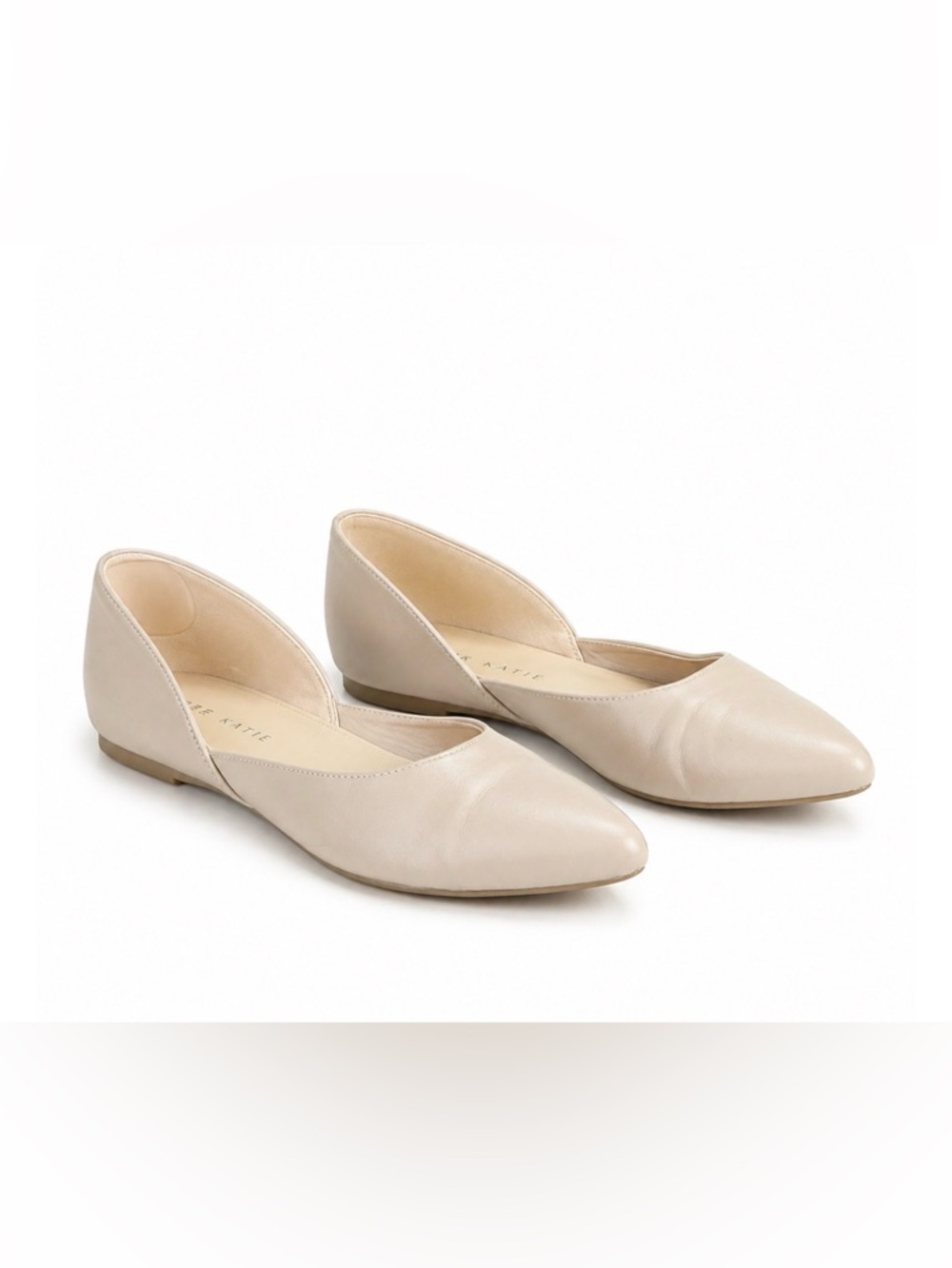 Pointed-Toe Flats in Beige by Kelly & Katie